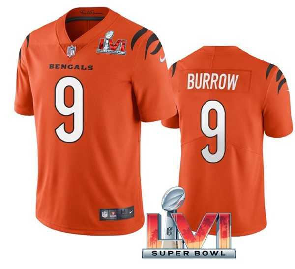 Nike Bengals Men & Women & Youth 9 Joe Burrow Orange 2022 Super Bowl LVI Vapor Limited Jersey,We sell and wholesale Nike Bengals Men & Women & Youth 9 Joe Burrow Orange 2022 Super Bowl LVI Vapor Limited Jersey on line form chian!